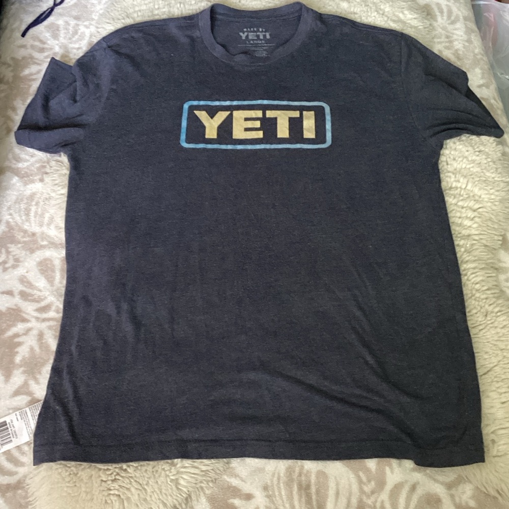 YETI Men's Dark Blue Logo Tee